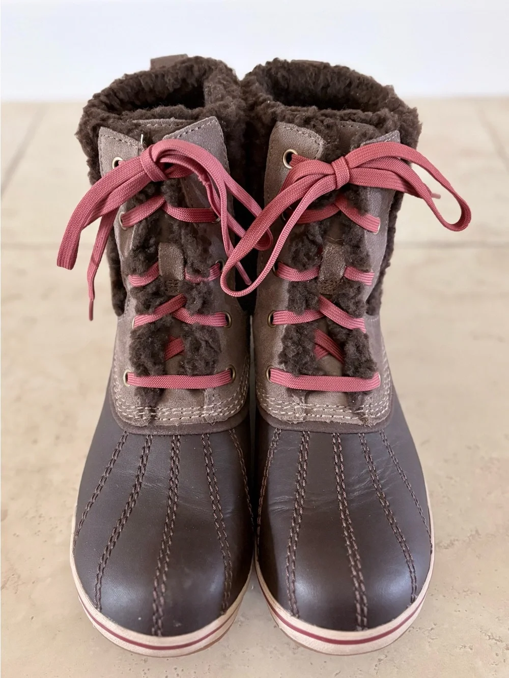 L.L. BEAN Rangeley Pac Ankle Boots Waterproof Insulated Brown Sherpa | Size 8